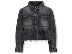 Kids ONLY washed black frill denim shirt